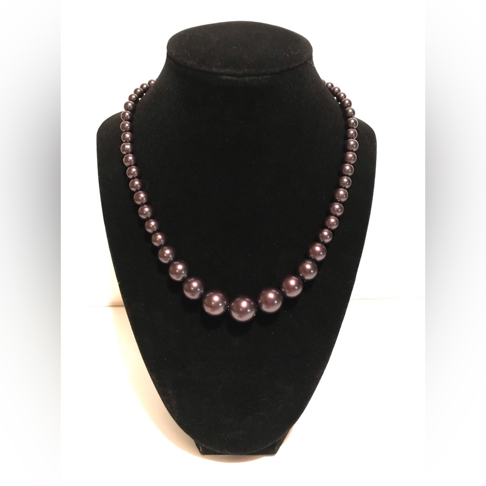 Handmade Dark Chocolate Pearl Necklace, Graduated Rivière With Rope Closure